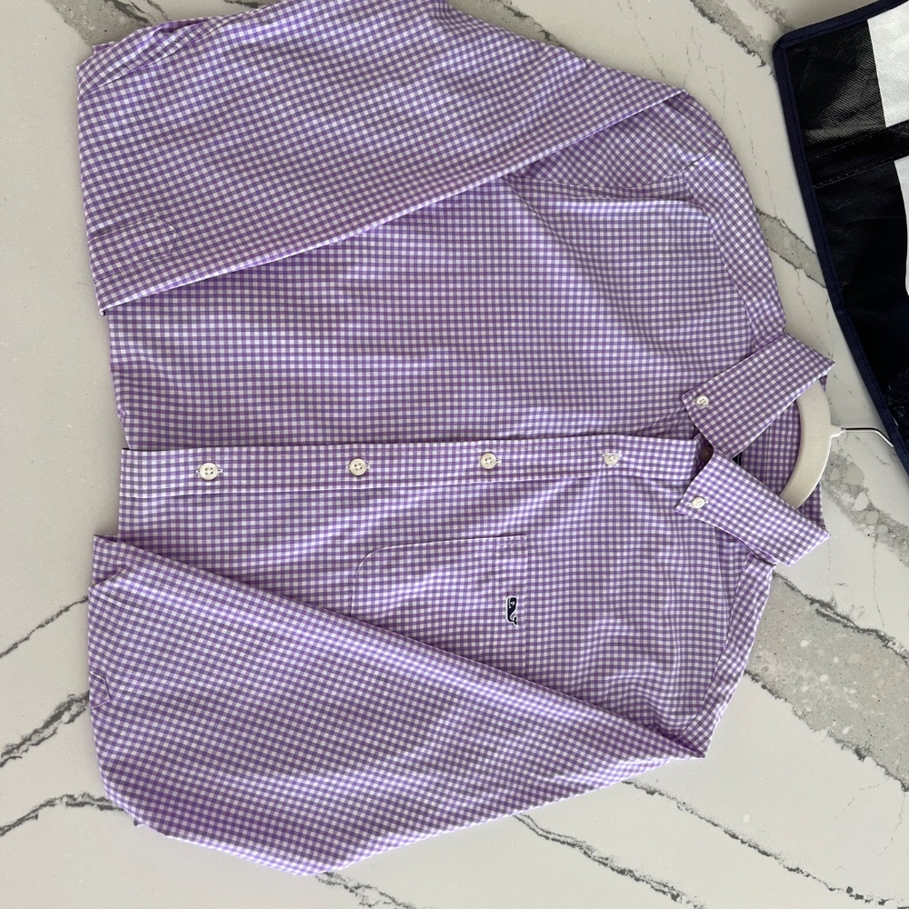 Men’s Vineyard Vines Wht/Lilac  Performance Button Down- Size SM - Picture 12 of 15